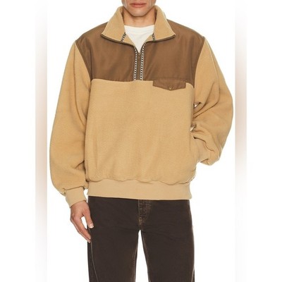 Rhythm Men XL Pfeiffer Sherpa Fleece Quarter Zip in Oak Nwt
