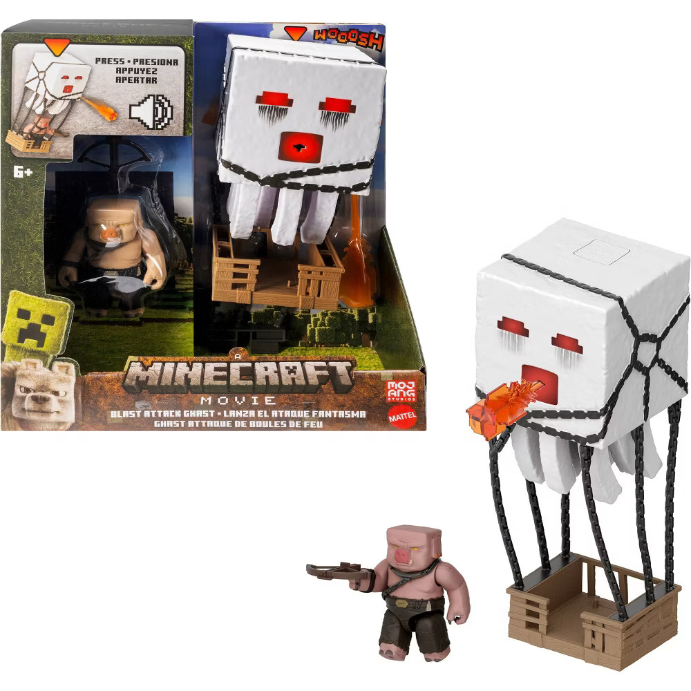 Minecraft Blast Attack Ghast Action Figure Set with Lights, Sounds - More