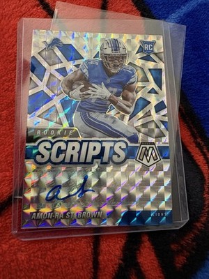 Panini Mosaic Amon-Ra St. Brown Rookie Scripts Card Auto Detroit Lions RC