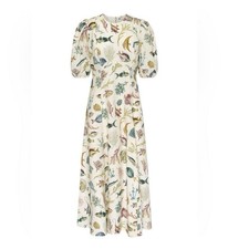 NWT Alemais Wanda Fish Print Midi Dress AU 6 US 2 100 Flax