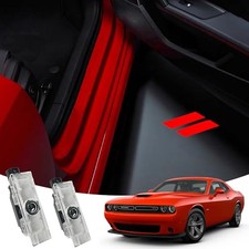 2PCS Door Lights Logo Compatible for Dodge Challenger Hornet, LED Red logo