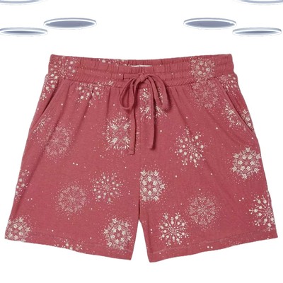 Ex Fat Face Damen Schneeflocke Pyjama Lounge Jersey Shorts in Rosa