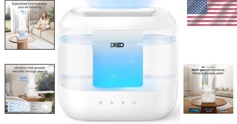 Top Fill 4L Bedroom Humidifier, 36H Runtime, Night Light - Image 2 of 4