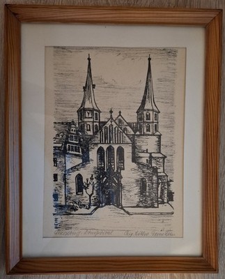 Bild von Merseburg, Domportal des Merseburger Doms, im Holzrahmen