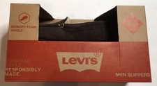 LEVI  s BROWN EMBOSSED LOGO SLIPPERS Men's SZ M 8-9 Memory Foam Slip On NIB