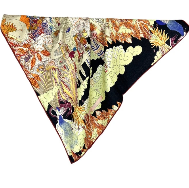 70% Cashmere 30% Silk Neckerchief Shawl 26'' Bandana Scarf petal Print Wrap new