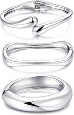 Chunky Gold Bangle Bracelets for Women, Dainty 14K Gold Plated Big Stackable Ban