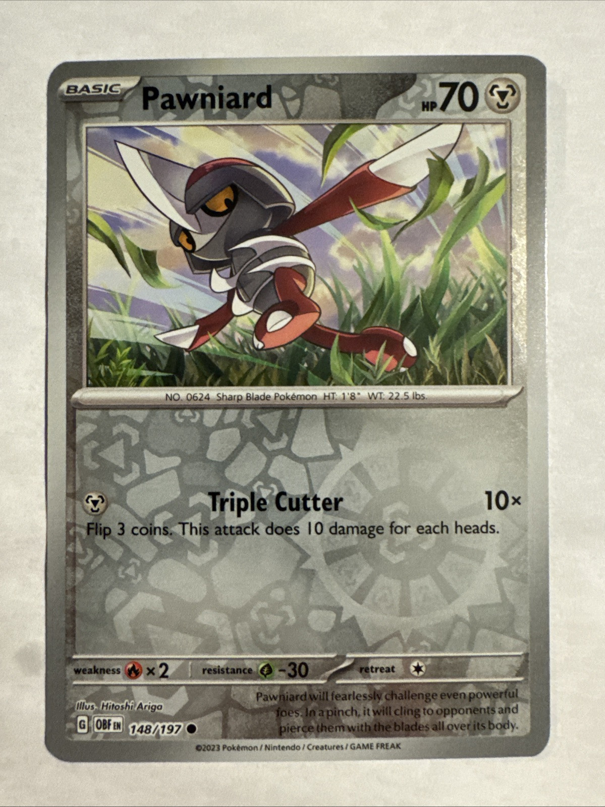 Pawniard 148/197 Reverse Holo Common Obsidian Flames Pokemon TCG - Near Mint NM