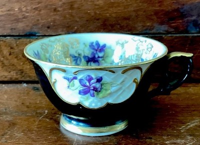 Wintering Bavaria Germany Vintage Demitasse Cup Royal Heidelberg Black W Violets