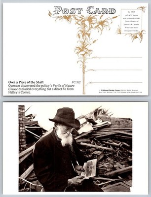 Elderly Man Insurance Policy Disaster Ruin Halley's Comet Postcard 1989