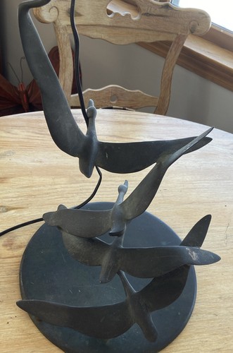 C. 1929 Bronze Lamp Robert Garrett Thew Flying Geese-Art Deco - Picture 5 of 12