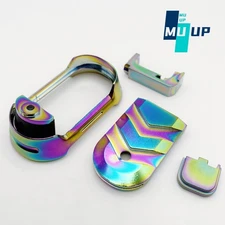 4 Combo kits for GLOCK 43X 48 Extended Magazine Release Base  Rear Slide Rainbow