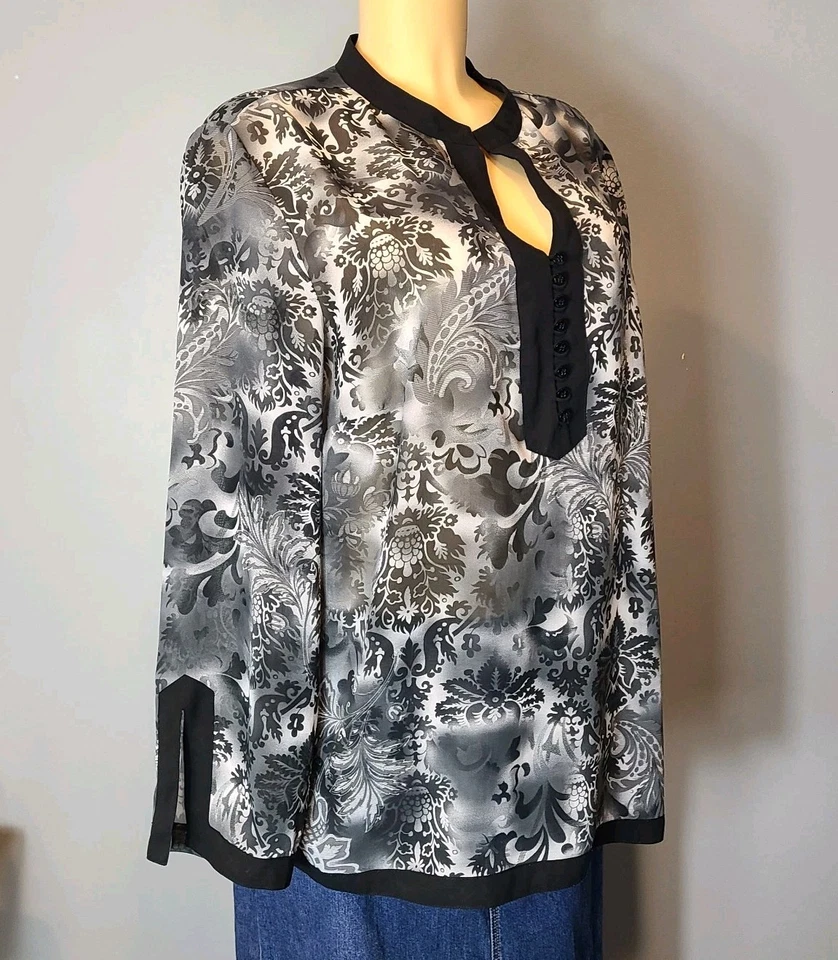 Vintage Y2K Chinese Style Blouse Cheongsam Qipao Top Sheer Size 1X Mandarin - Image 4 of 4