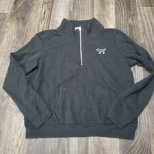 Victoria Secret PINK Logo Women  s Black Full Zip Hoodie Jacket Size Large Stitch