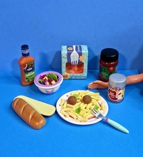 MATTEL BARBIE SPAGHETTI MEATBALLS SALAD KITCHEN LITTLES ACCESSORIES PASTA BREAD
