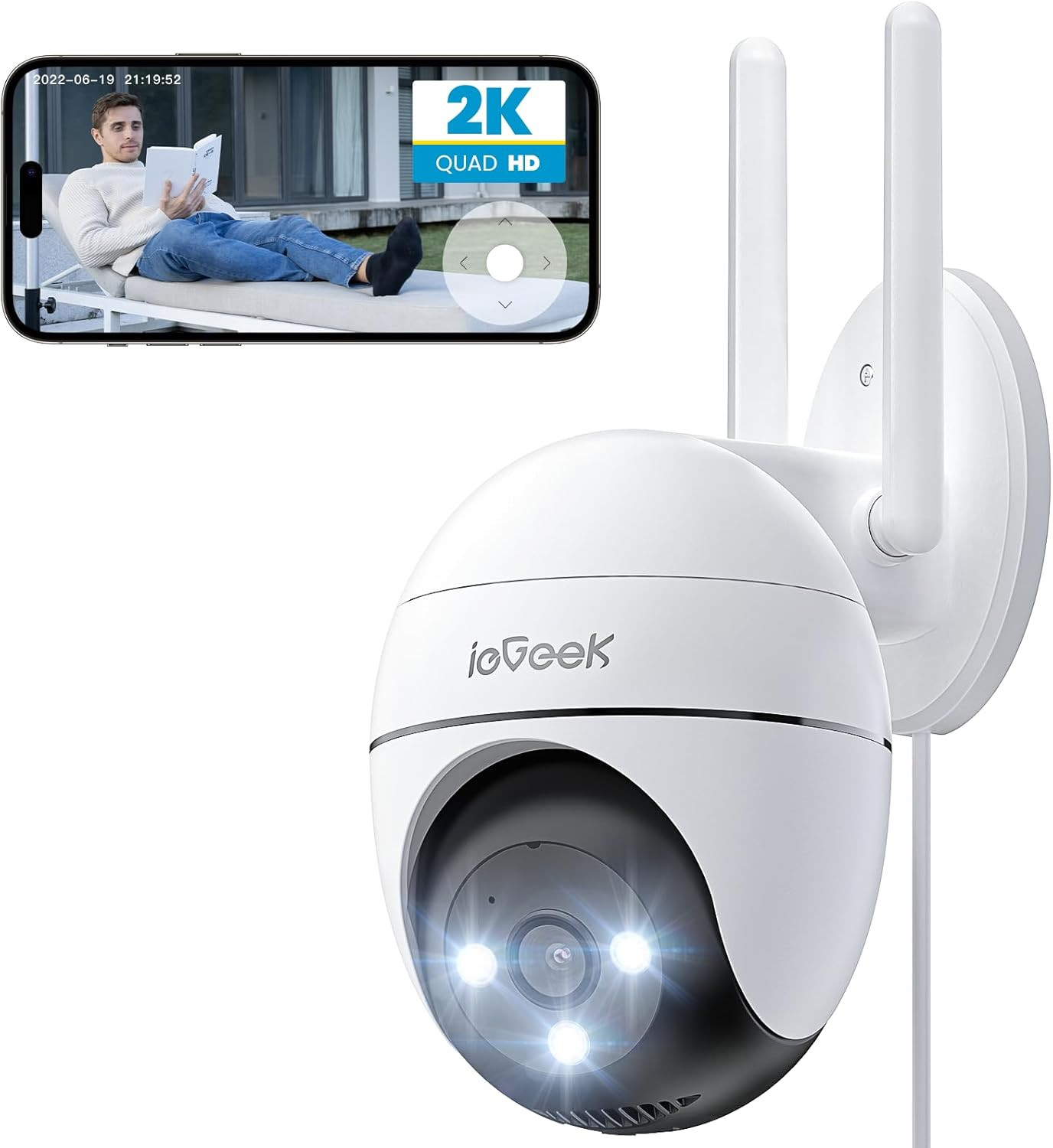 ieGeek 2K Telecamera Esterno 360° PTZ - Protezione Casa con WiFi 2.4G