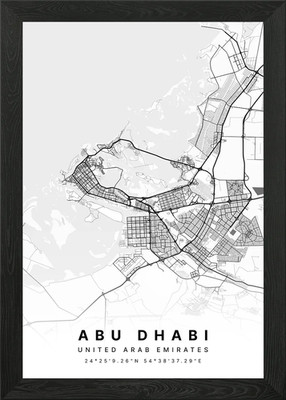 ABU DHABI UAE STADTPLAN Gerahmtes Wandbild Poster Leinwanddruck Bild