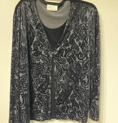 Kathie Lee Coll. Ladies Large Half Tank w/Shell combo Crush & Smooth Velvet