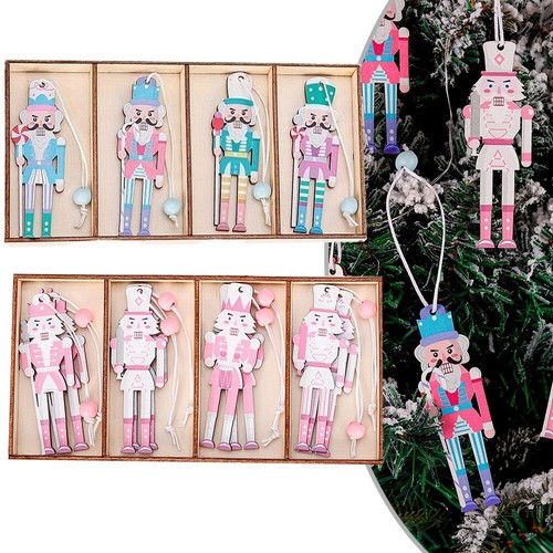 Set of 8 Christmas Nutcracker Wooden Party Pendants Macaron Pink 3 54IN - Picture 16 of 29