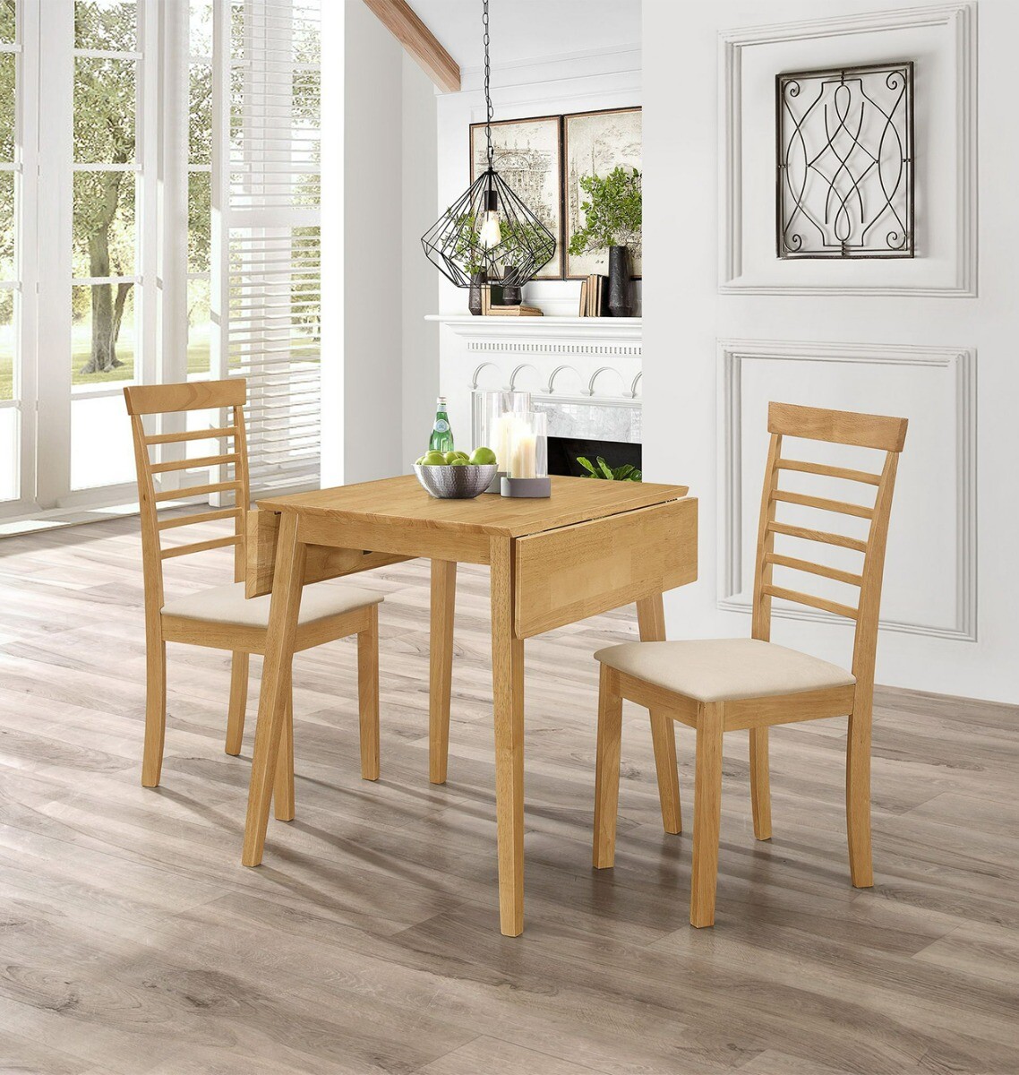 Dining Table Set, Wooden Folding Kitchen Table, Drop Leaf Table with 4 Chairs, Space Saving Extendable Dining Table, for Living Room Dining Room Retractable, 1.4M, Wood Colo 11 Dining Table Set, Small Solid Wood Drop Leaf Kitchen Table and 2 Chairs in Oak