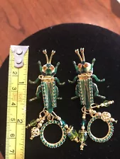 Lunch At The Ritz CHIRPING CRICKETS clip Earrings; New Never Worn!