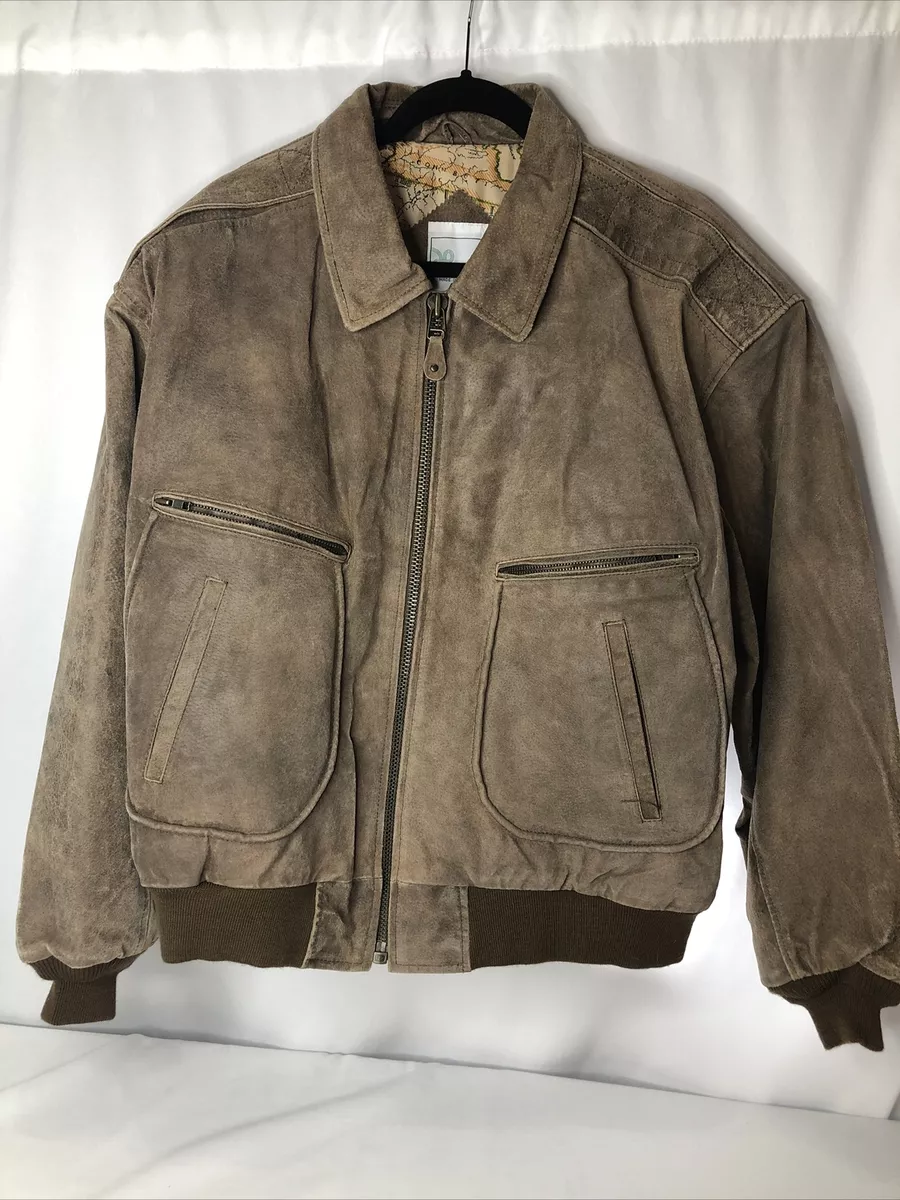 Vintage Haband Tan Suede Bomber Jacket Men s XL 90s Leather eBay