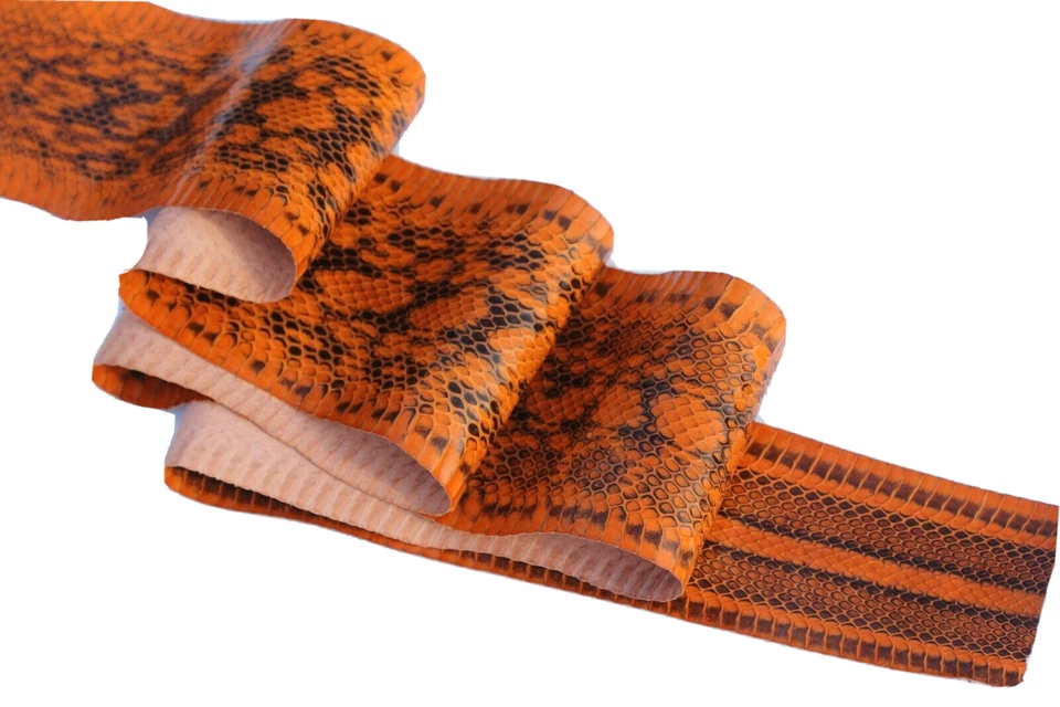 Elaphe Carinata змеиная кожа змеиная кожа неотбеленная кожа электрическая оранжевая - Изображение 2 из 4