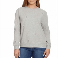 Gloria Vanderbilt Womens Embroidered Sweatshirt Heather Gray Medium NEW W TAG