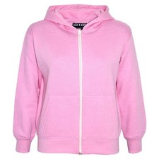 Kids Girls Unisex Plain Fleece Baby Pink Hoodie Zip Up Style Zipper Age 2-13 Yrs