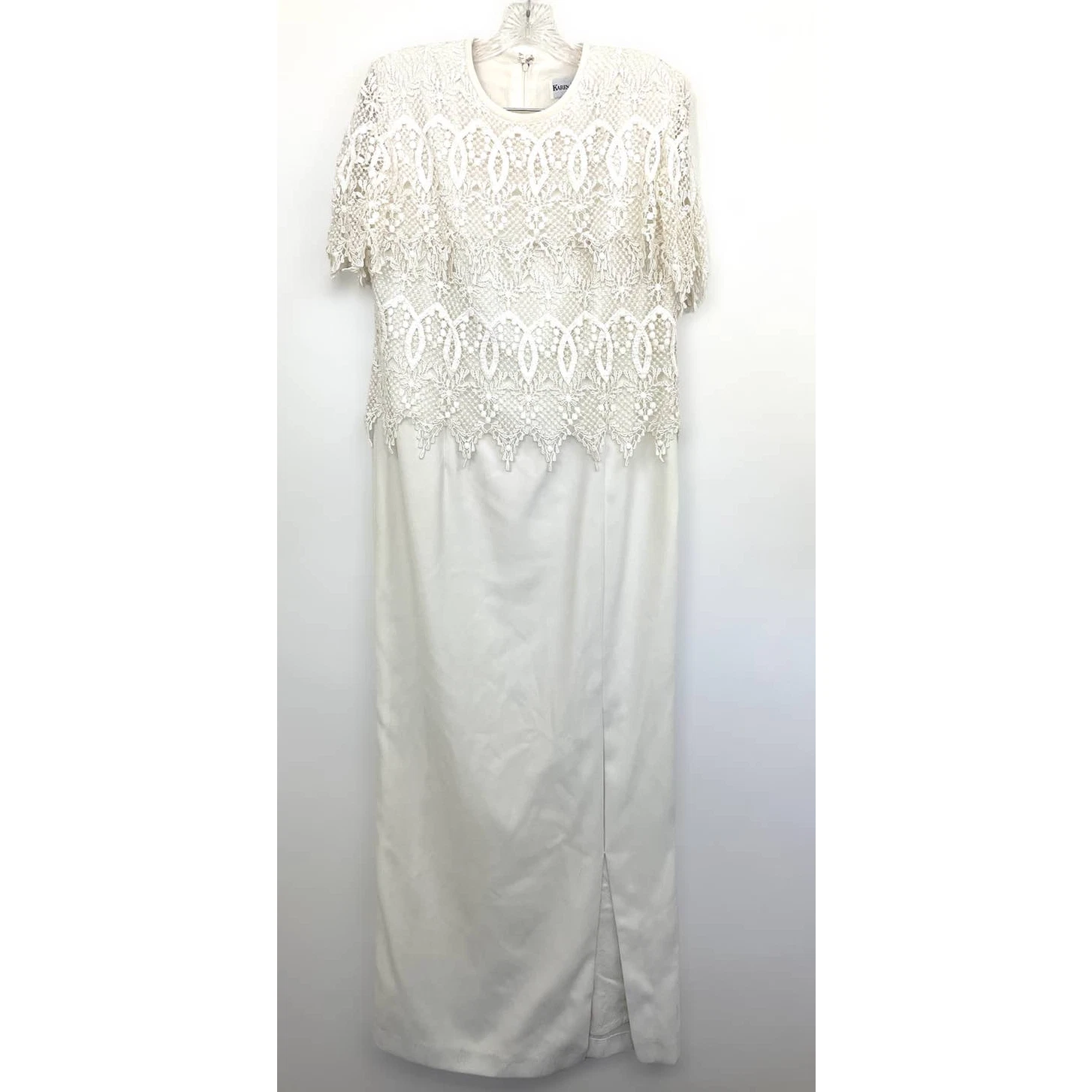 OFF WHITE Abito top vintage Karen Miller New York donna lungo all'uncinetto bianco all'uncinetto medio