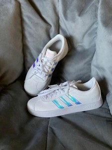 Adidas Kids' VL Court 2.0 Sneaker, White/Clear iridescent | eBay