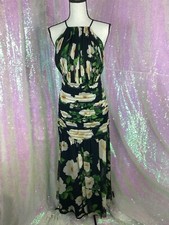 Carolina Herrera Floral Silk Halter Midi Dress Sz 14 AUTHENTIC NWT