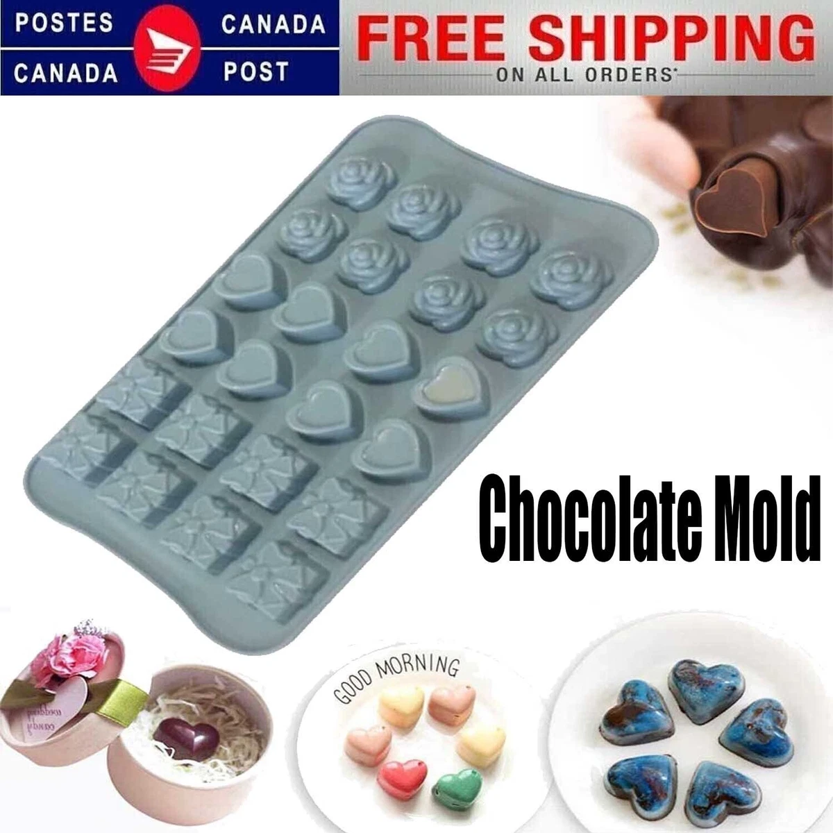 24 Cavities Mini Heart Chocolate Mould Cake Candy Fondant Baking