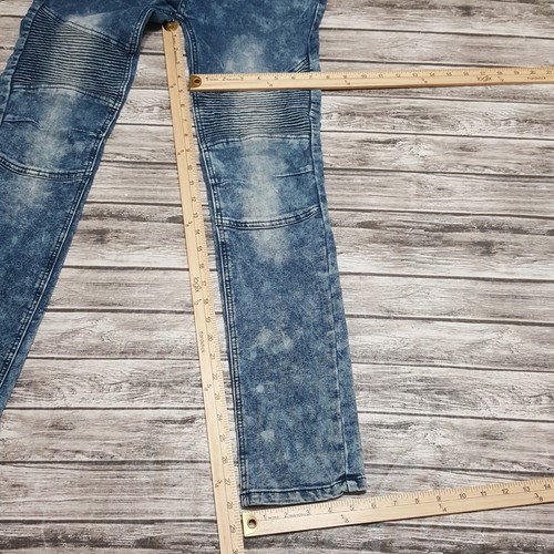Gs115 Size 16 Boys Jeans Moto Mid Rise Blue Denim - Picture 2 of 11