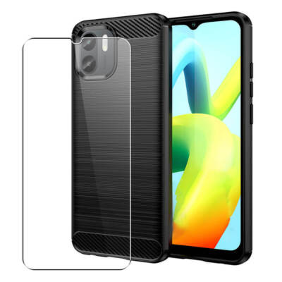 Case Cover Carbone+Tempered Glass for Xiaomi Redmi A4/A3/A2/A1