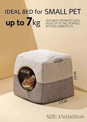 Kaum benutzt_Katzenhöhlenbett für Indoor Katzen bis 7kg, 37x33x30cm 3 in 1