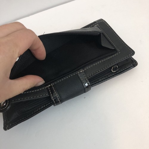 Fossil Black Diagonal Suede & Leather & Patent Clutch Wallet - Picture 9 of 10