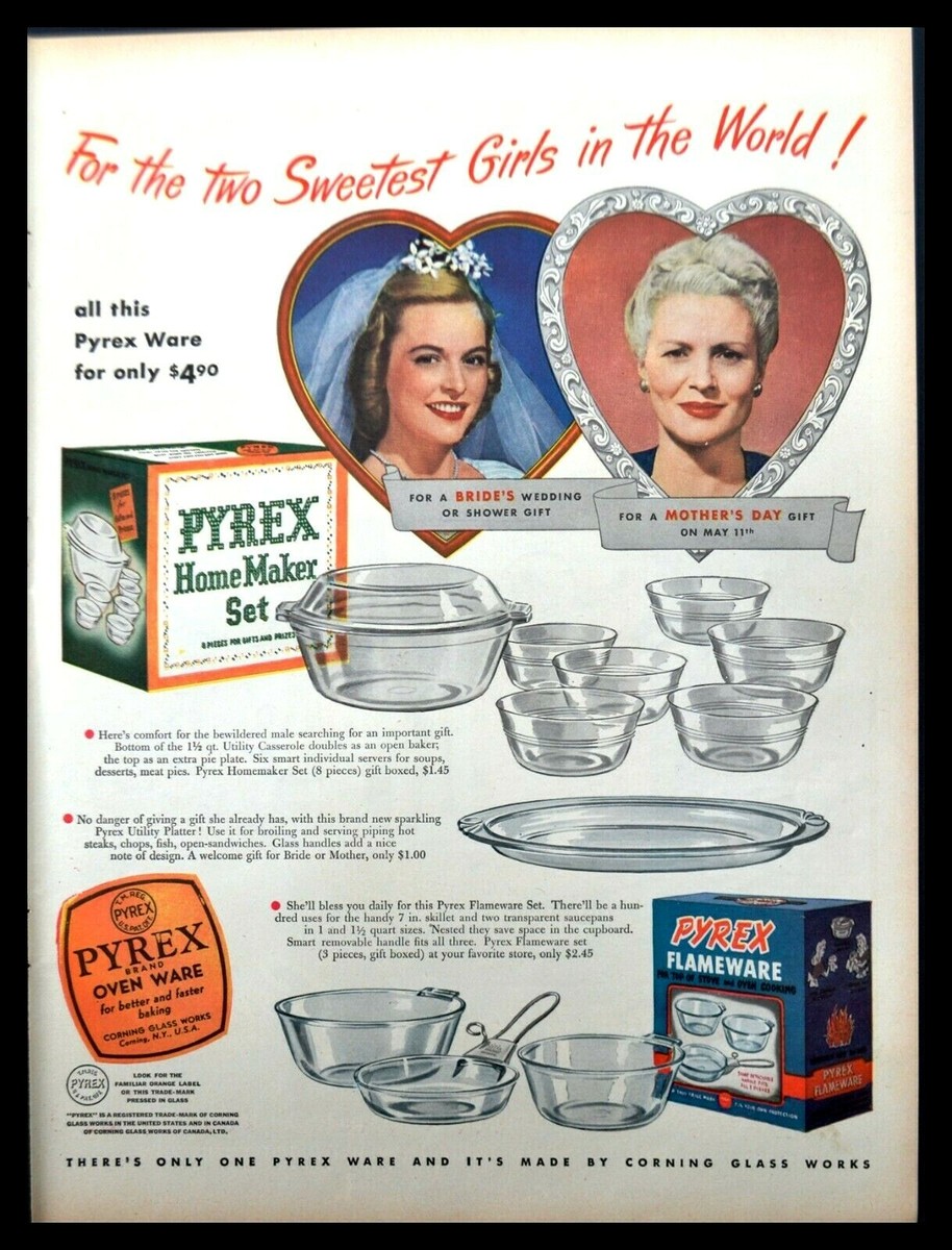 Pyrex Home Maker Set Bride Mother&rsquo;s Day Utility Casserole Platter 