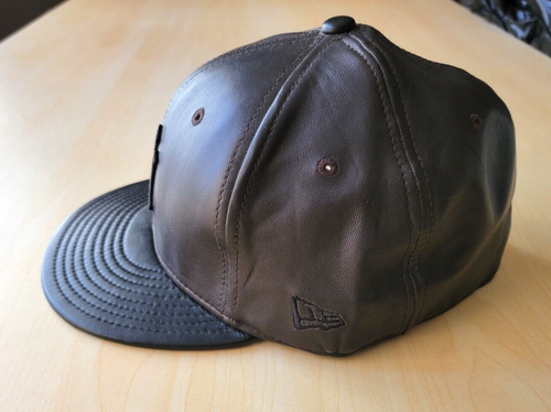 New Era New York Yankees Genuine 100% Leather Deadstock Fitted Hat 7 3/4 Brown - Picture 2 of 7