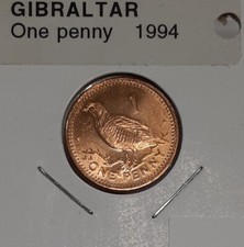 1994 Gibraltar 1 Penny of Queen Elizabeth II / Barbary Partridge  BU