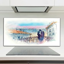 FotoArchitekturVerliebtes Paar Stadt K&uuml;chenr&uuml;ckwand Spritzschutz Glas 120x60