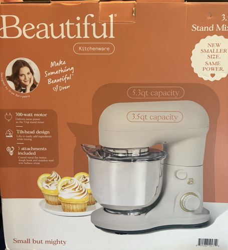Beautiful Kitchenware By Drew Barrymore 3.5 qt Stand Mixer White ...