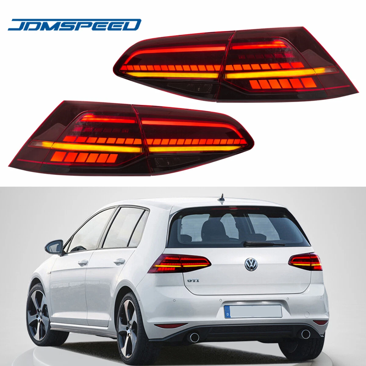 LED Tail Lights W Sequential Indicators For 13 19 Volkswagen VW Golf 7 MK7 MK7.5