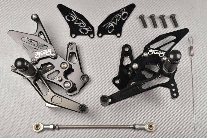 Commandes reculées ergonomiques noires AVDB pour ajuster la position de la Hayabusa 1340