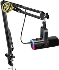 XLR/USB Gaming Mic Set – Dynamic RGB Mic w/ Boom Arm, Mute, for PC, AM8T