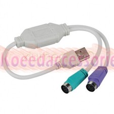 Dual PS2 Female to USB Male Converter Adaptor Cable F/M for Mouse Keyboard.