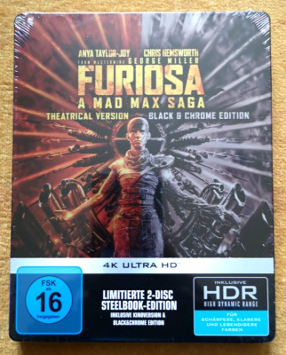 4K UHD FURIOSA: A MAD MAX SAGA *Steelbook* BLACK AND CHROME dt. Ausgabe NEU/OVP