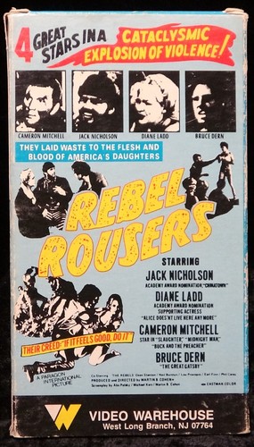 Rebel Rousers Biker Exploitation Action VHS 1970 Cameron Mitchell Jack Nicholson - Imagen 2 de 3