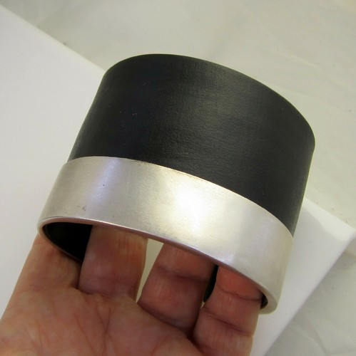 Vintage großes signiertes KIKKO breites Sterlingsilber Horn 79,9 Gramm Armreif Armband - Bild 5 von 7