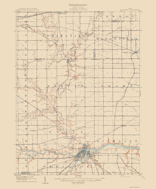 Topo Map - Defiance Ohio Quad - USGS 1909 - 23.00 x 27.87 | eBay